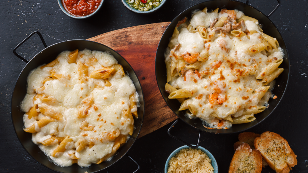 pasta and bread 