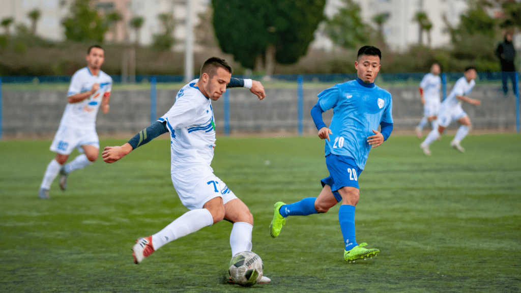 Playing football