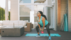 woman doing workout at home