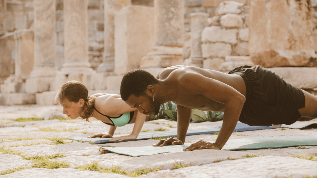 Woman and Man doing Push-Ups